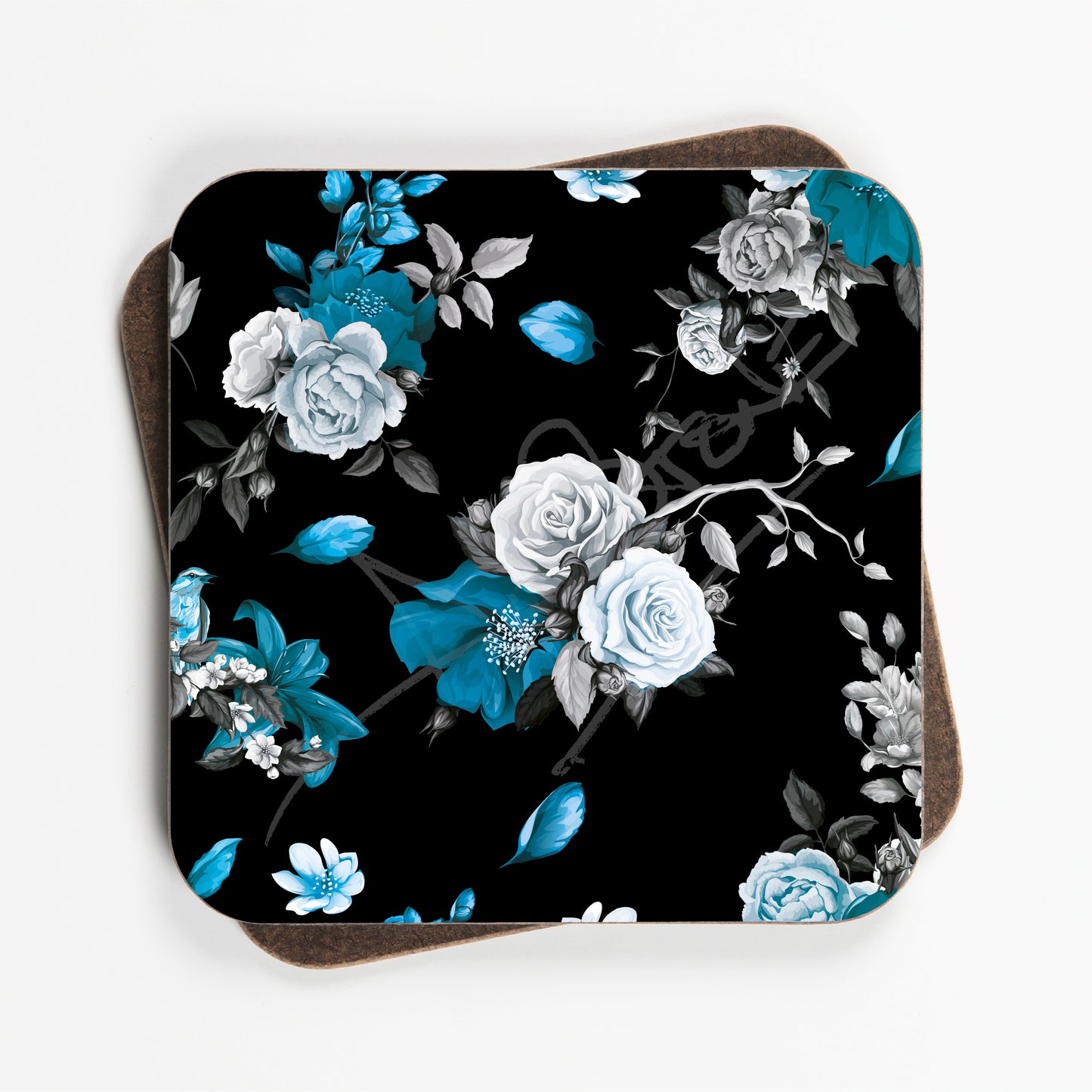 Rose Peony Poppy Pomegranate Buds Design Coasters - Set Of Four - 90mm x 90mm