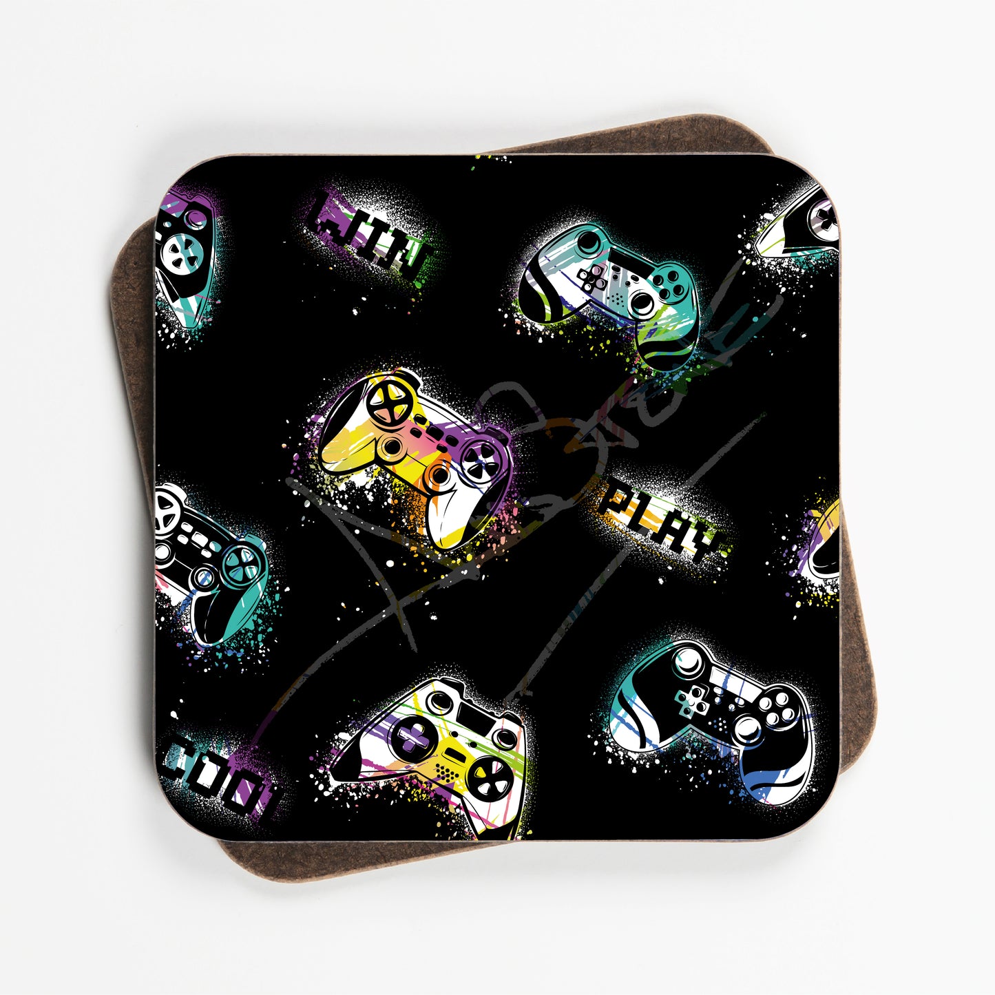 Gamer Gaming Design Coasters - Set Of Four - 90mm x 90mm