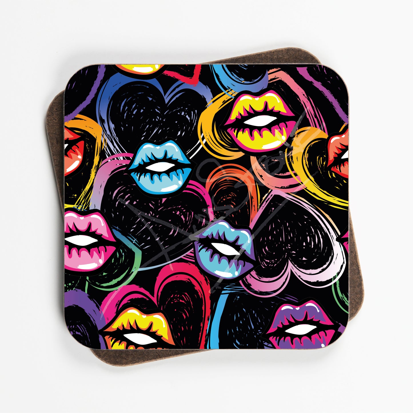 Abstract Fashion Beauty Love Lips Design Coasters - Set Of Four - 90mm x 90mm