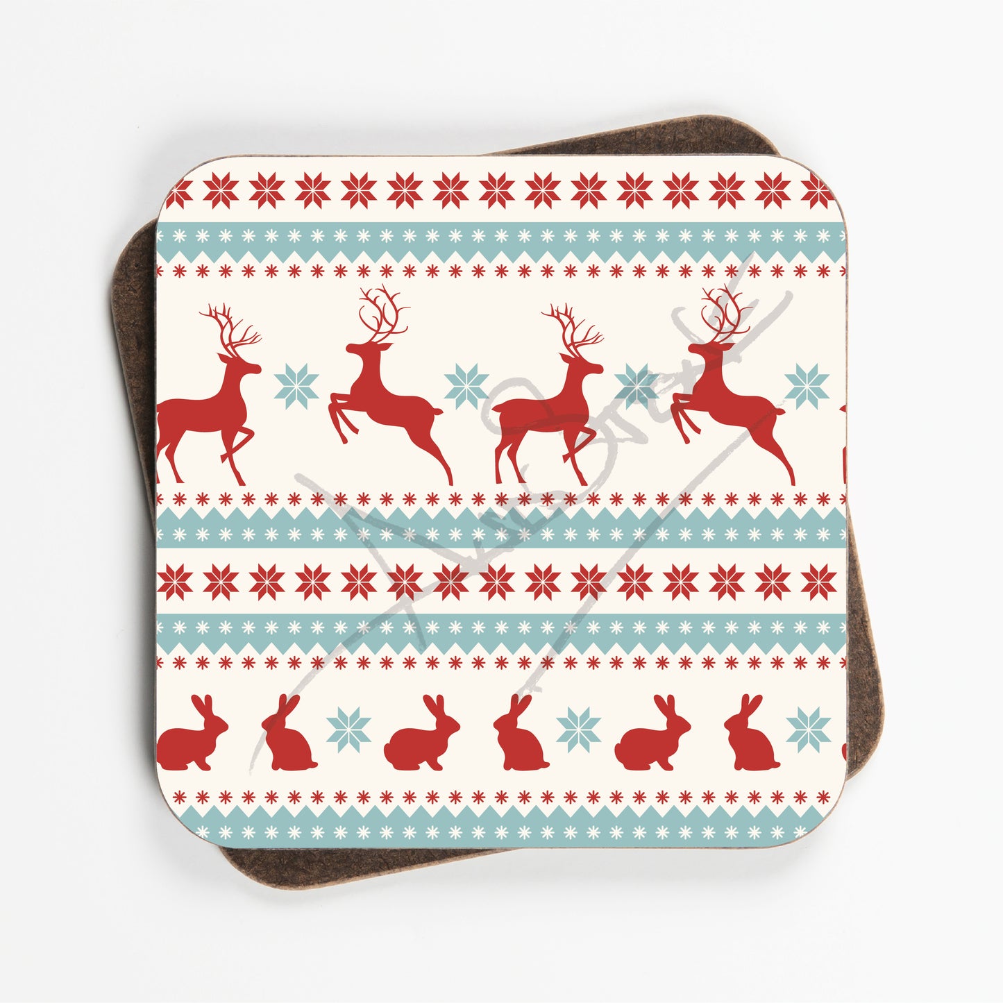 Scandi Style Christmas Coasters - Set Of Four - 90mm x 90mm