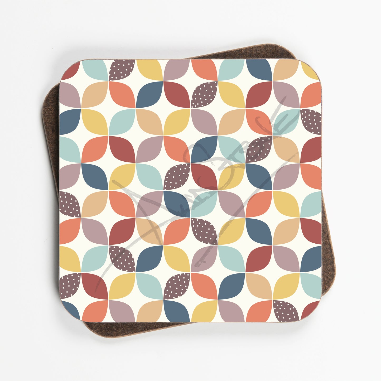 Mid Century Circle Pattern Coasters - Set Of Four - 90mm x 90mm