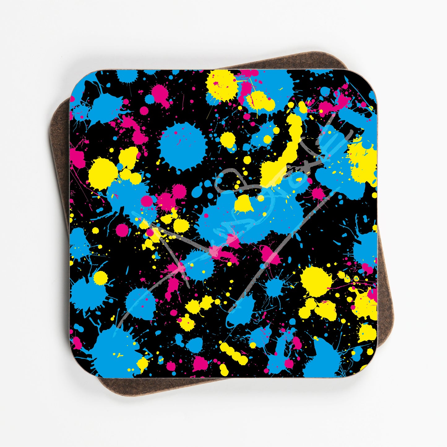 Paint Splatter Colourful Pattern Coasters - Set Of Four - 90mm x 90mm