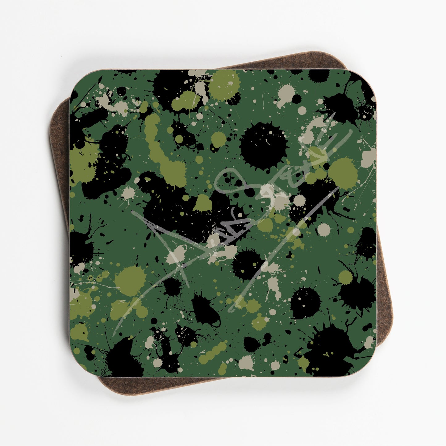 Paint Splatter Camouflage Pattern Coasters - Set Of Four - 90mm x 90mm