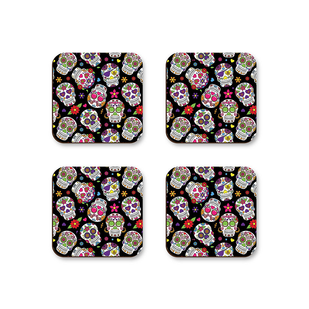 Day of the Dead - Día de Muertos Design Coasters - Set Of Four - 90mm x 90mm