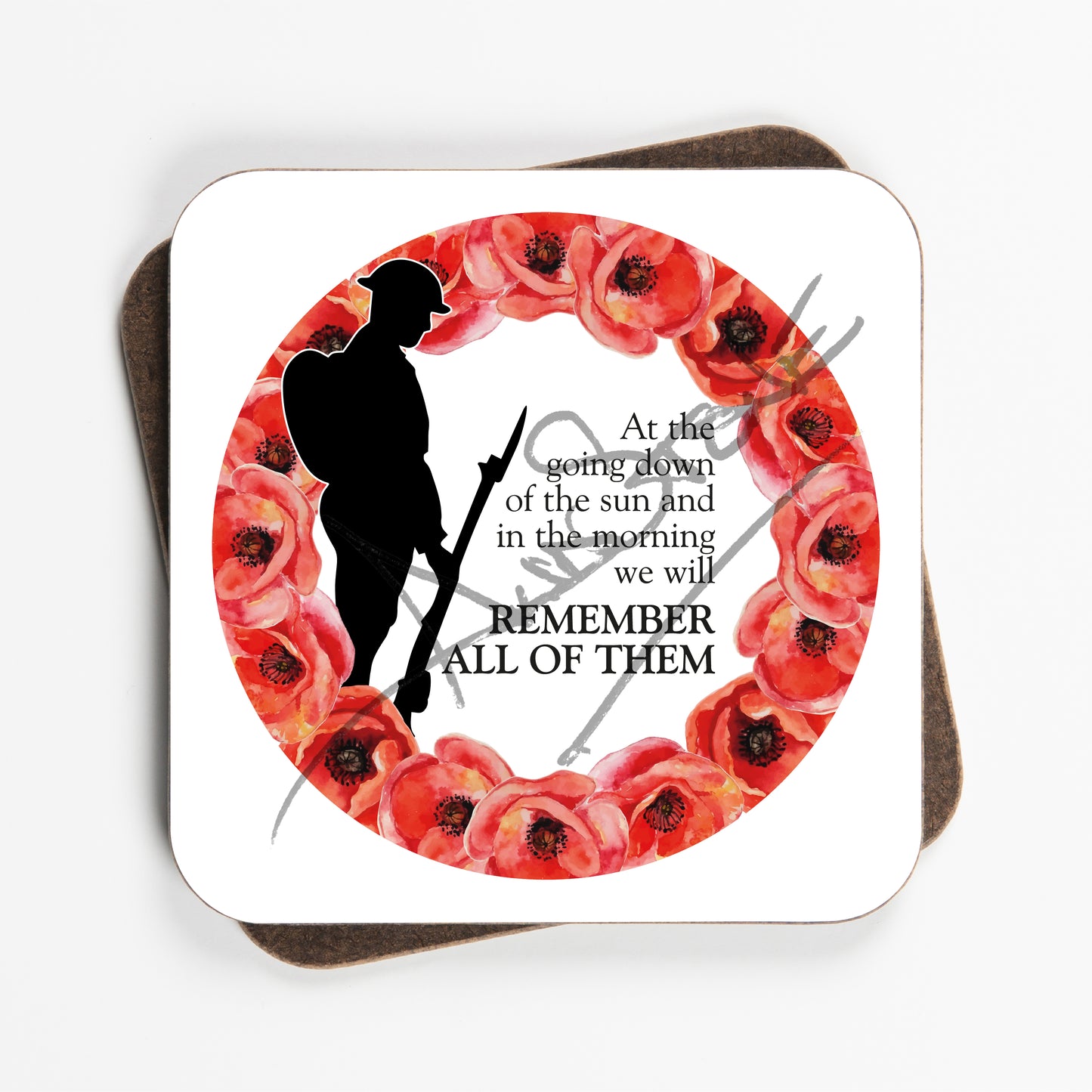 Lest We Forget - Remembrance Day Design Coasters - Set Of Four - 90mm x 90mm