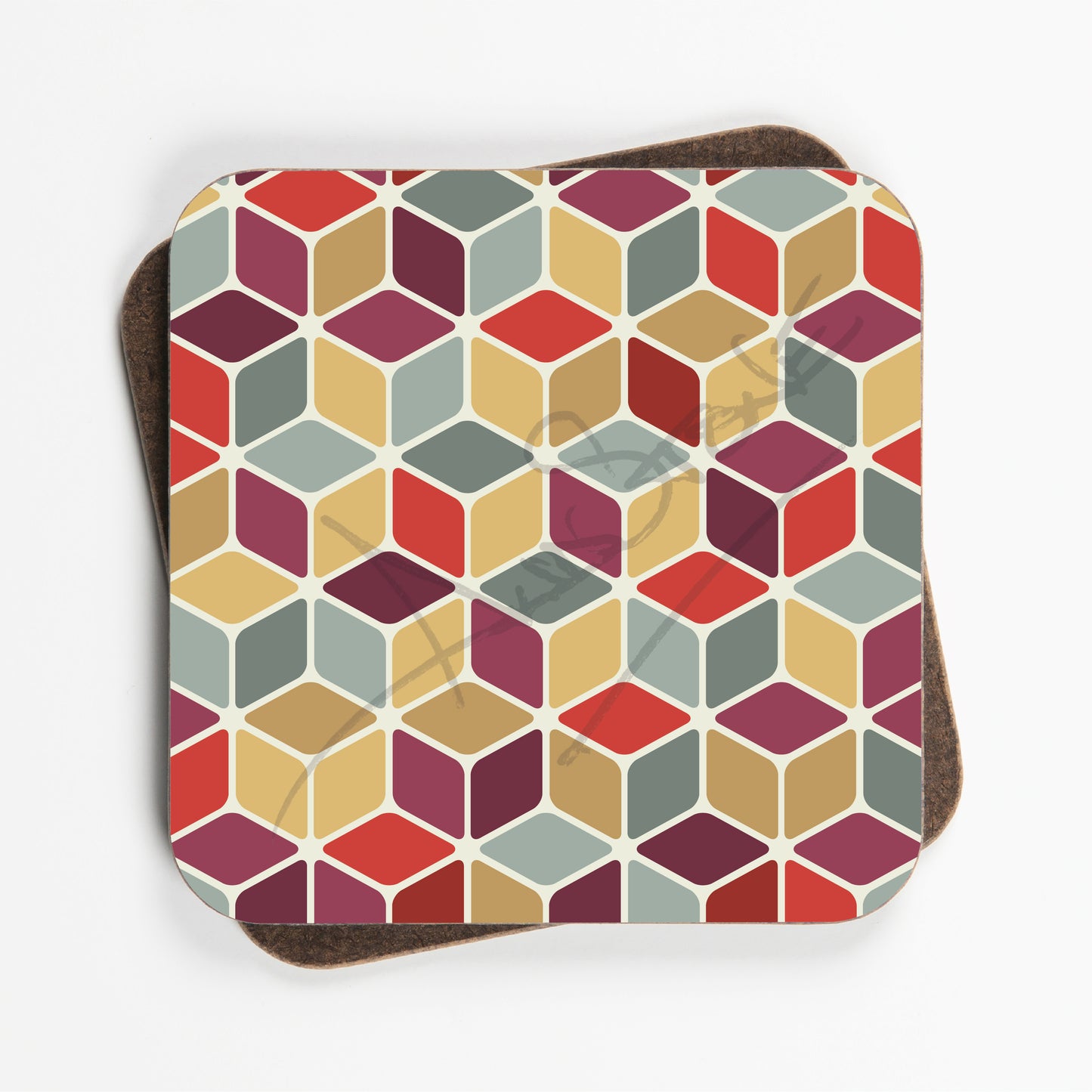 Mid Century Circle Pattern Coasters - Set Of Four - 90mm x 90mm