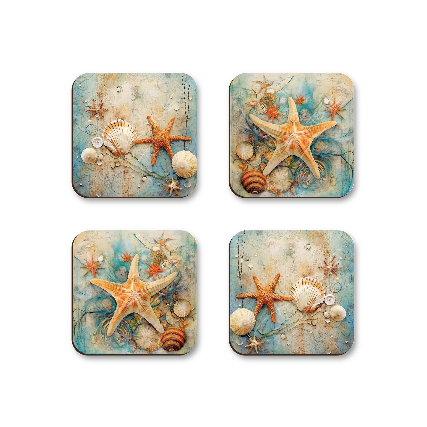 Nautical Theme Coasters - Set Of Four - 90mm x 90mm