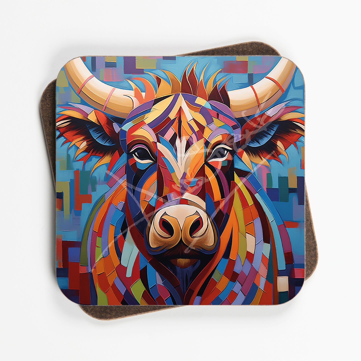 Abstract Art Cow Design Coasters - Set Of Four - 90mm x 90mm