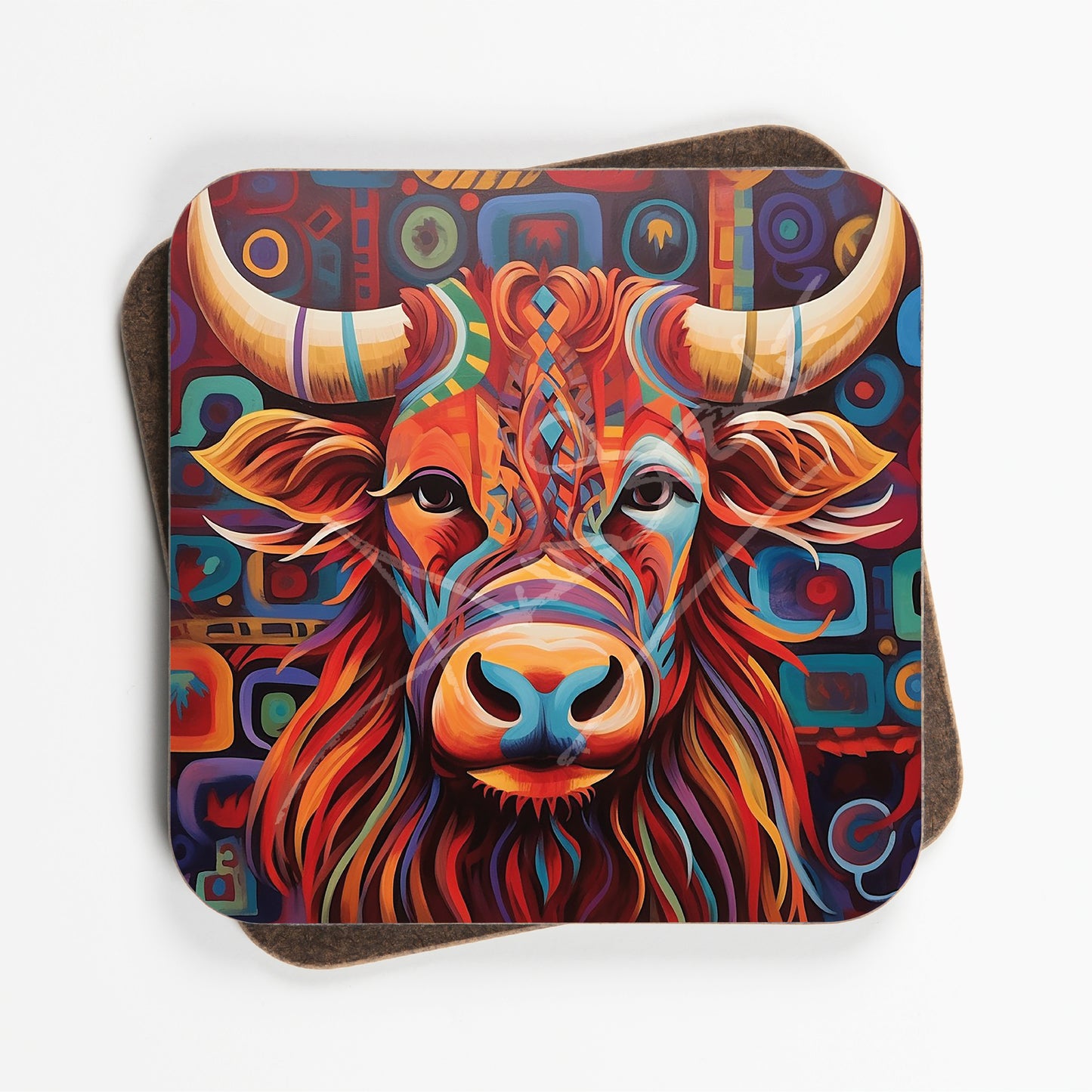 Abstract Art Cow Design Coasters - Set Of Four - 90mm x 90mm