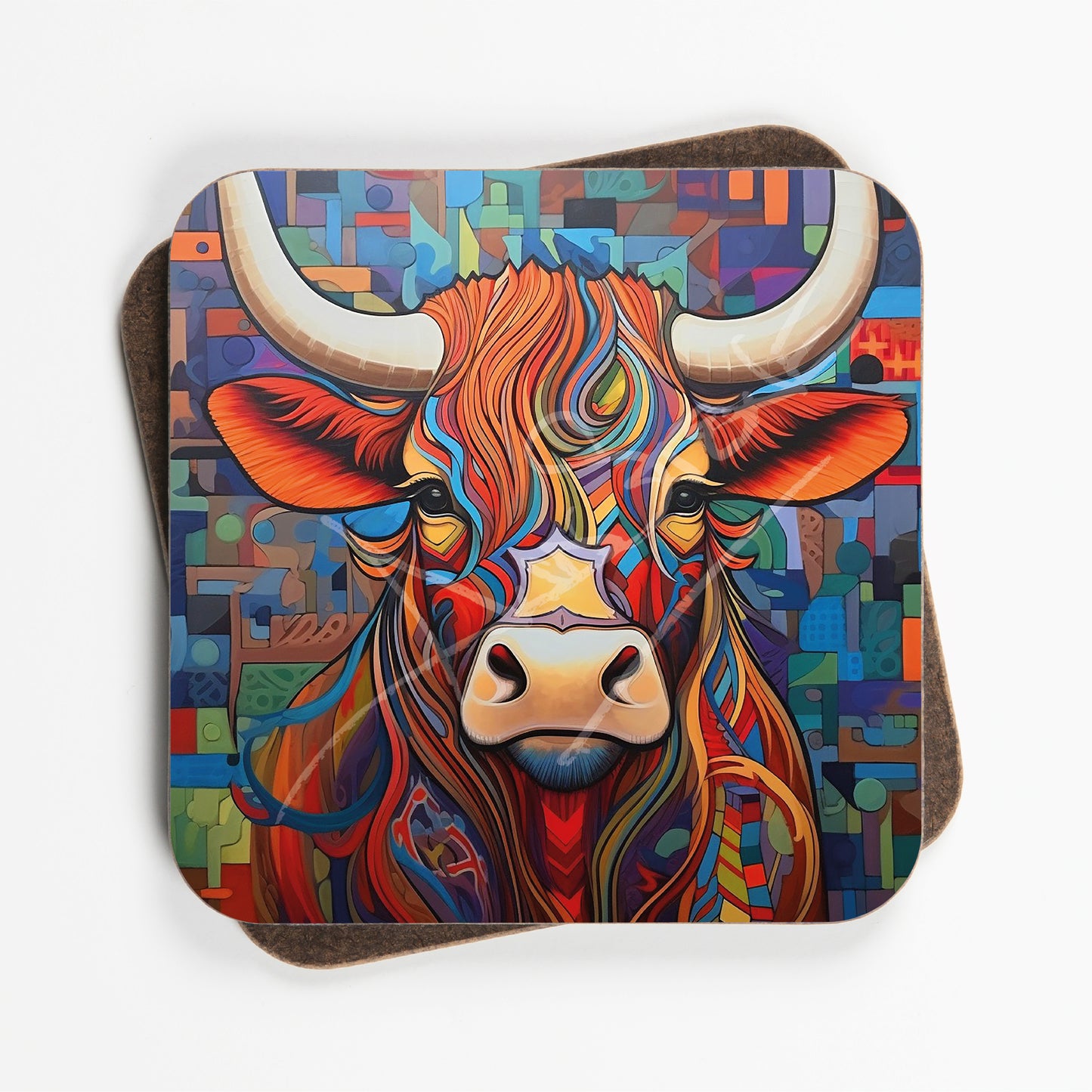 Abstract Art Cow Design Coasters - Set Of Four - 90mm x 90mm