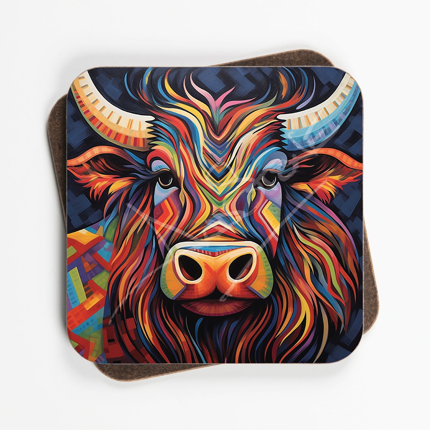 Abstract Art Cow Design Coasters - Set Of Four - 90mm x 90mm