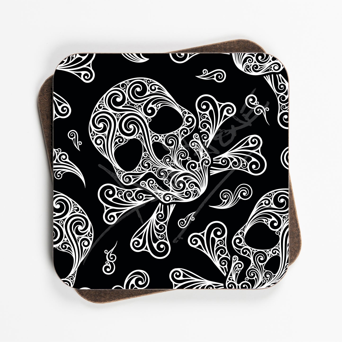Black And White Skull And Cross Bones Design Coasters - Set Of Four - 90mm x 90mm