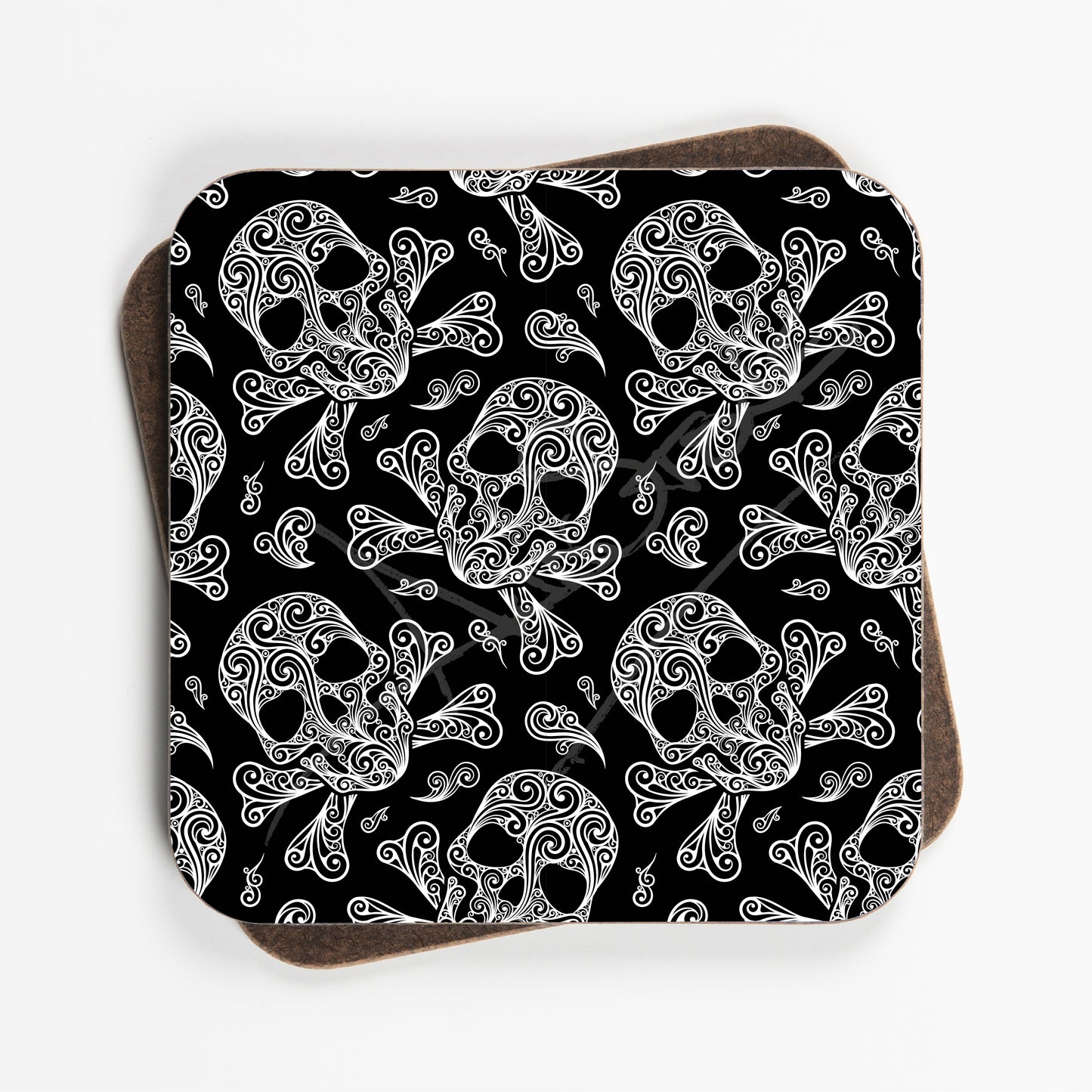 Black And White Skull And Cross Bones Design Coasters - Set Of Four - 90mm x 90mm
