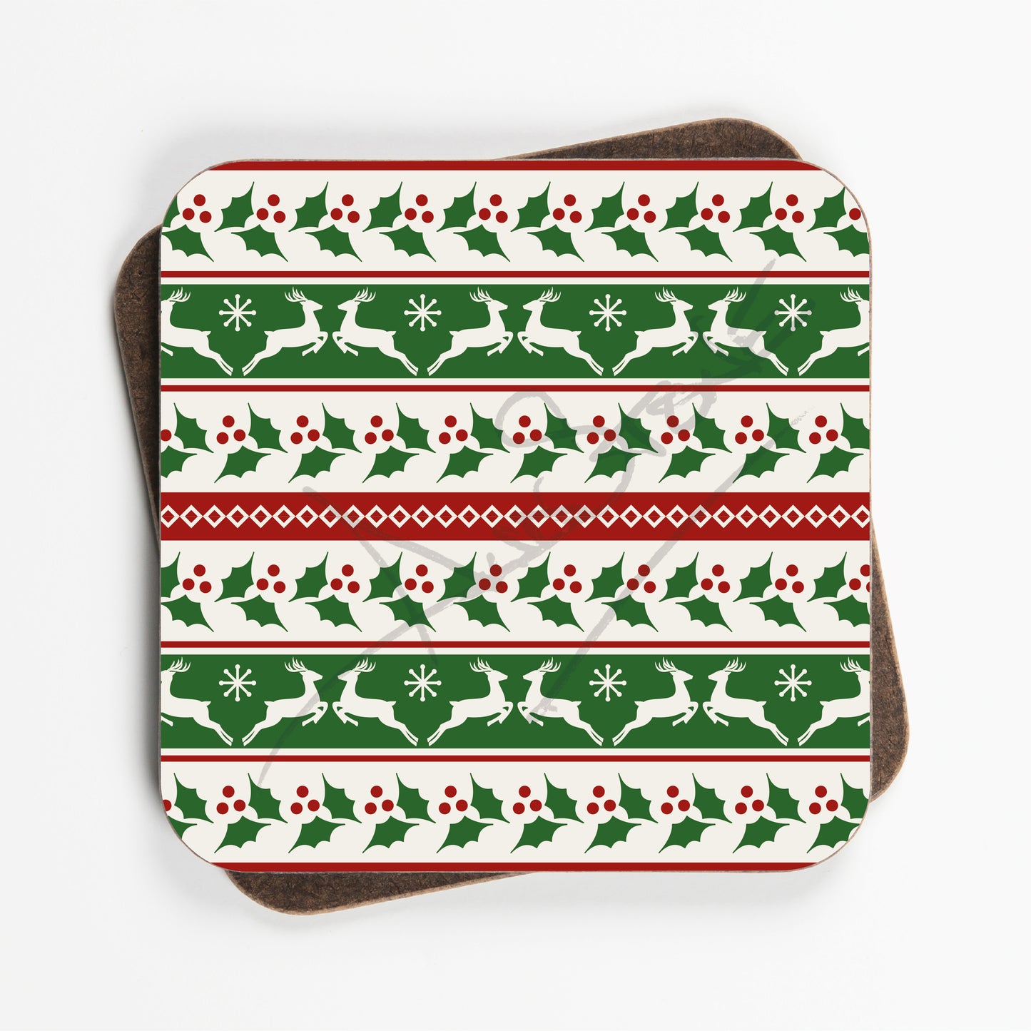 Scandi Style Christmas Coasters - Set Of Four - 90mm x 90mm