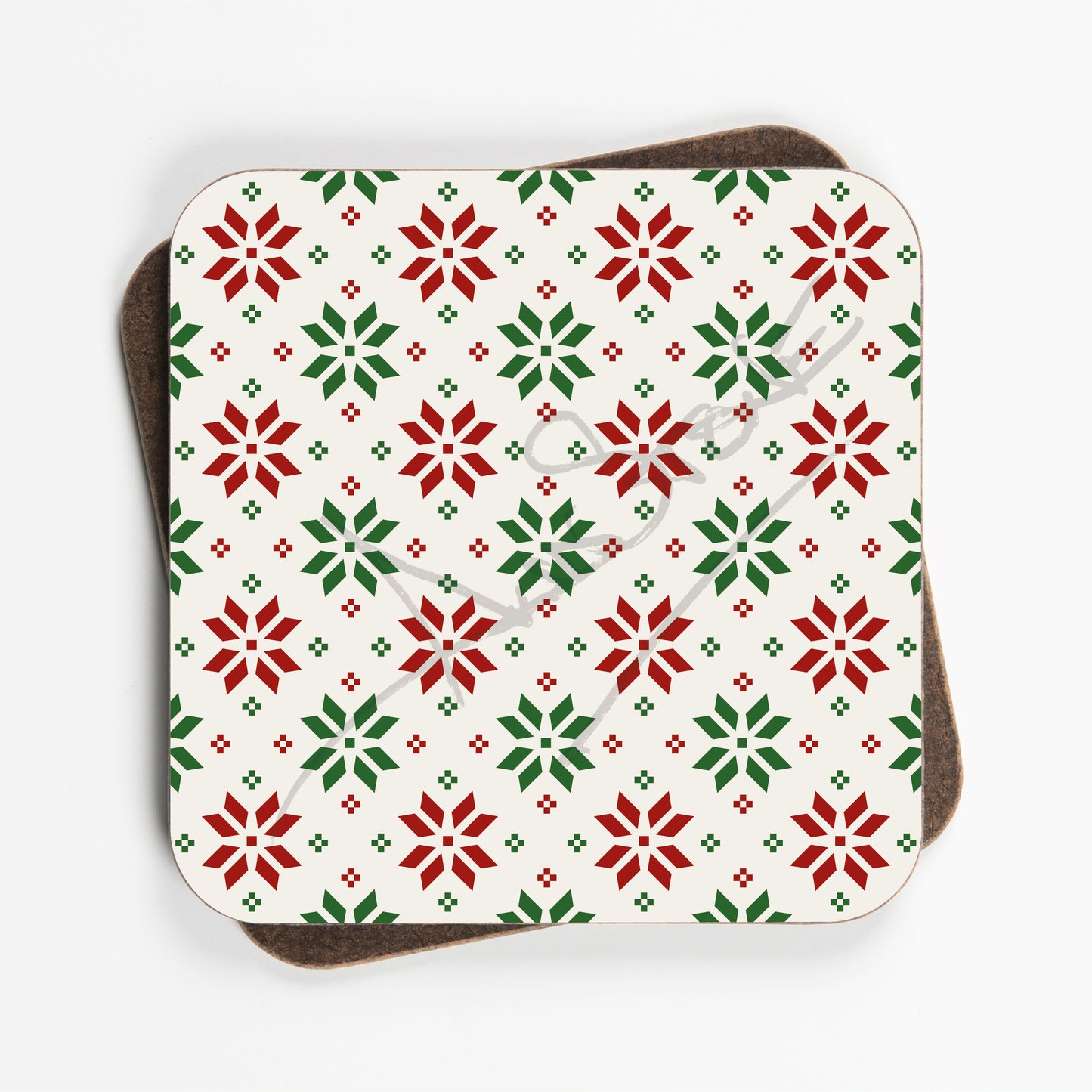 Scandi Style Christmas Coasters - Set Of Four - 90mm x 90mm
