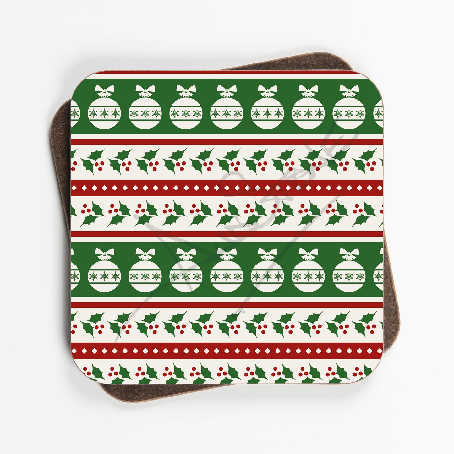 Scandi Style Christmas Coasters - Set Of Four - 90mm x 90mm