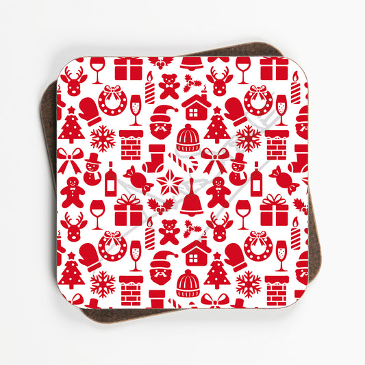 Scandi Style Christmas Coasters - Set Of Four - 90mm x 90mm