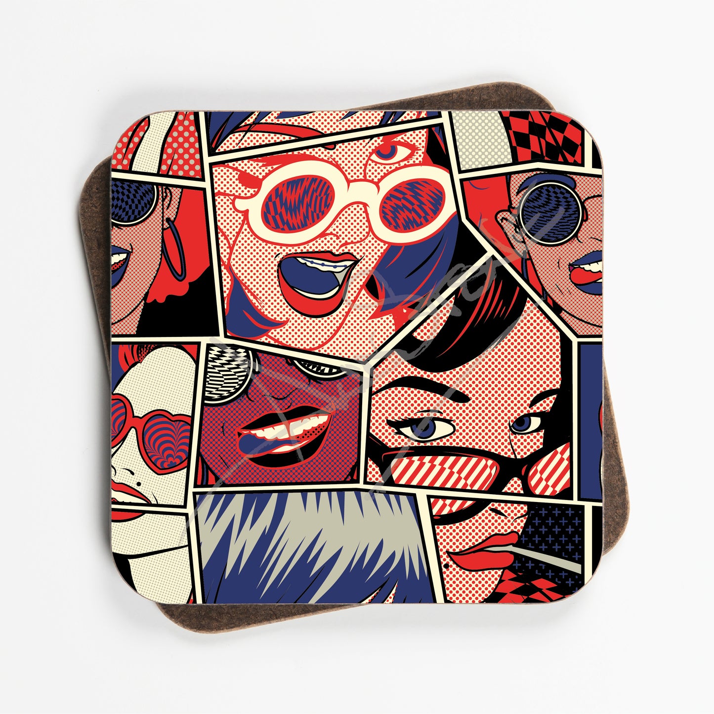 Retro Comic Girls Design Coasters - Set Of Four - 90mm x 90mm