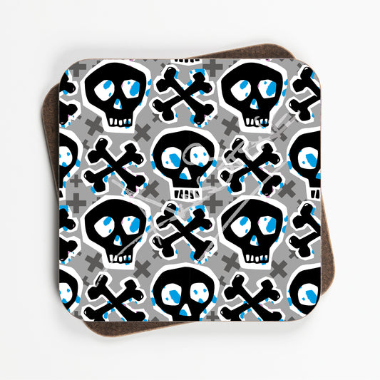 Skull Design Coasters - Set Of Four - 90mm x 90mm