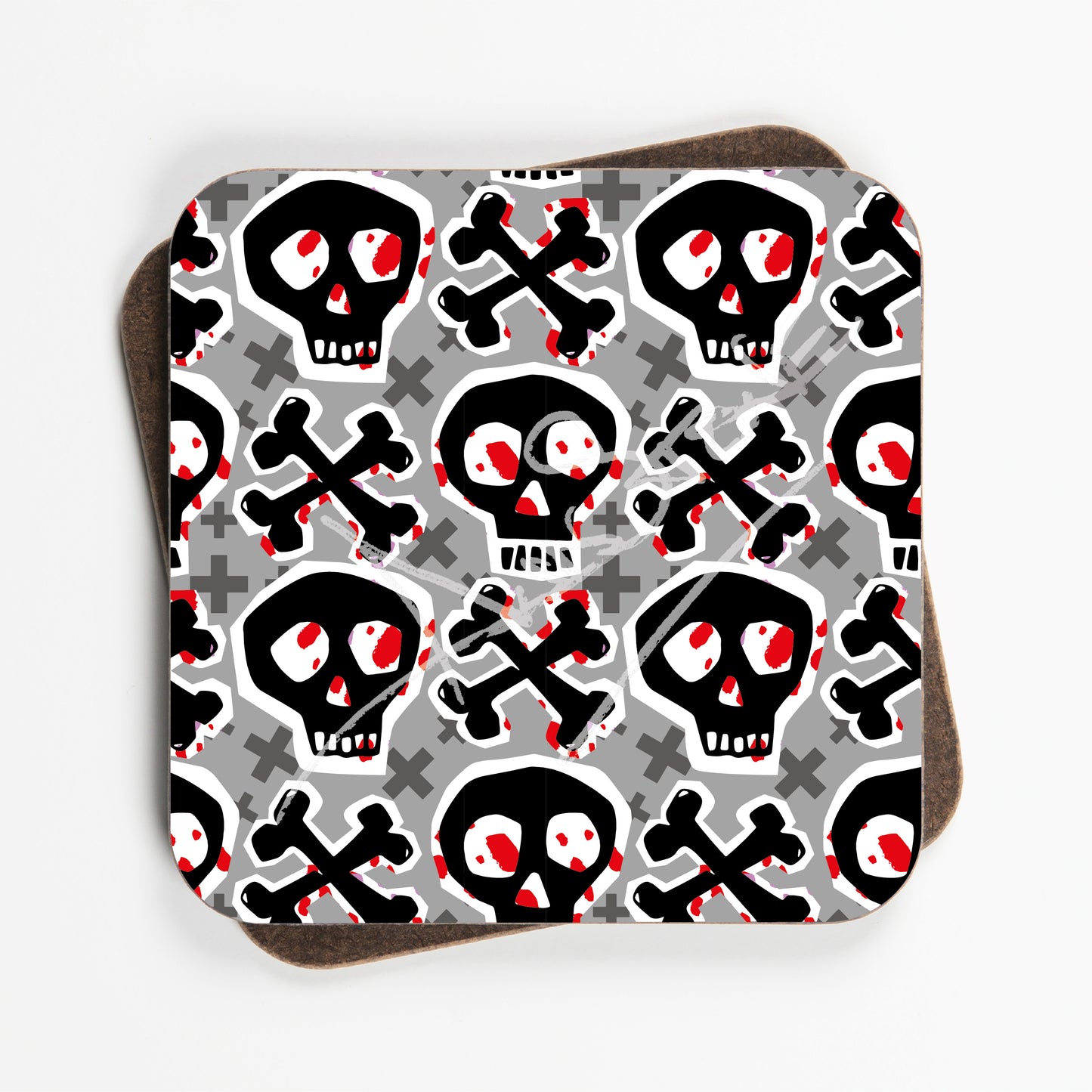 Skull Design Coasters - Set Of Four - 90mm x 90mm