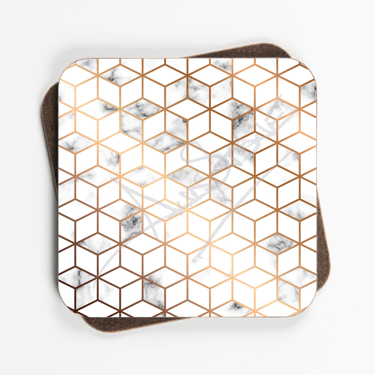 Gometric White Marble Pattern Design Coasters - Set Of Four - 90mm x 90mm