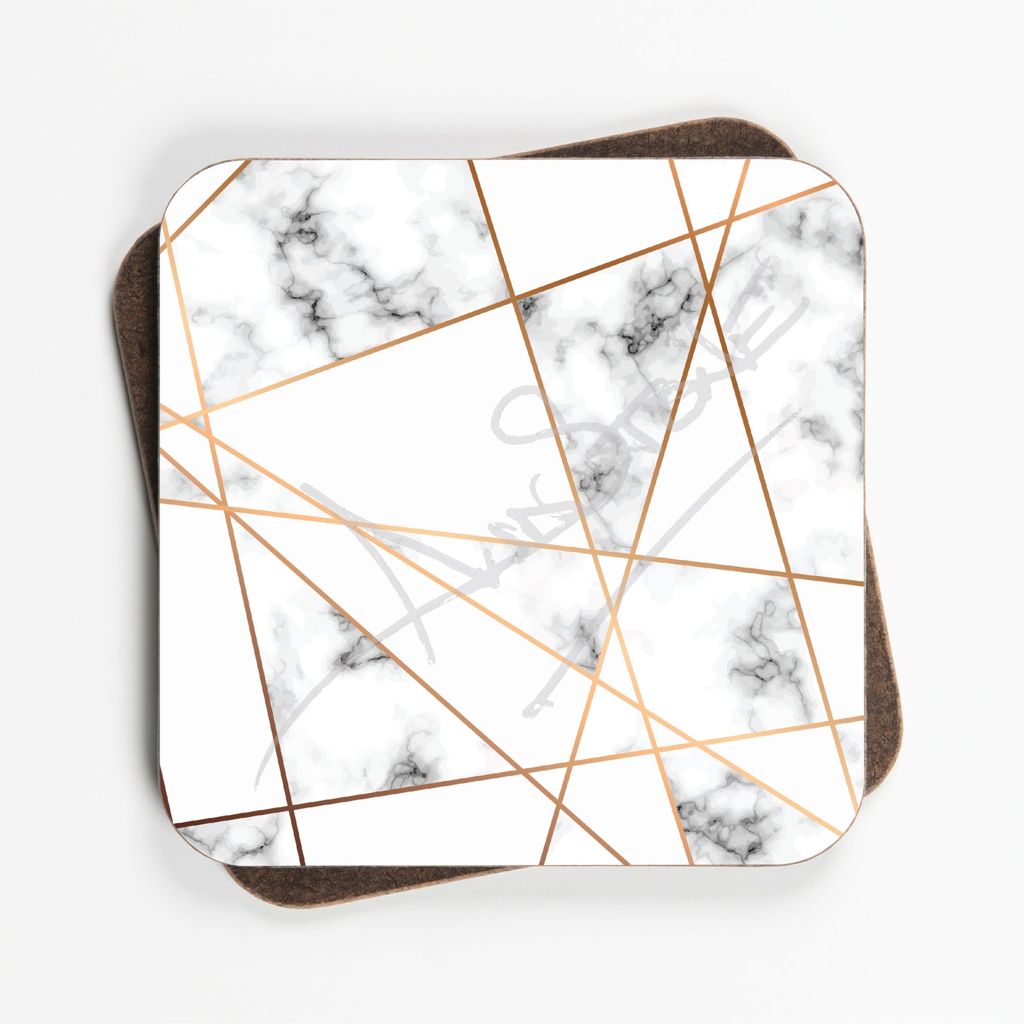 Gometric White Marble Pattern Design Coasters - Set Of Four - 90mm x 90mm