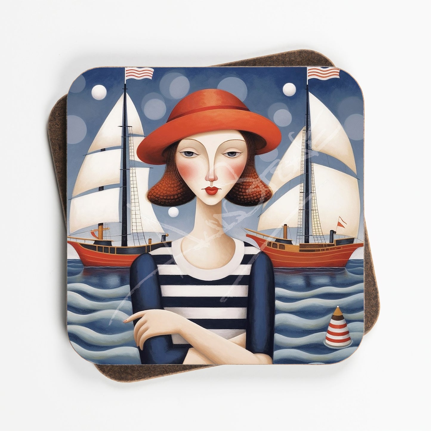 Nautical Theme Coasters - Set Of Four - 90mm x 90mm