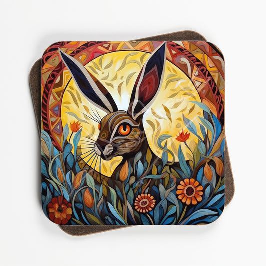 Abstract Art Rabbit Design Coasters - Set Of Four - 90mm x 90mm