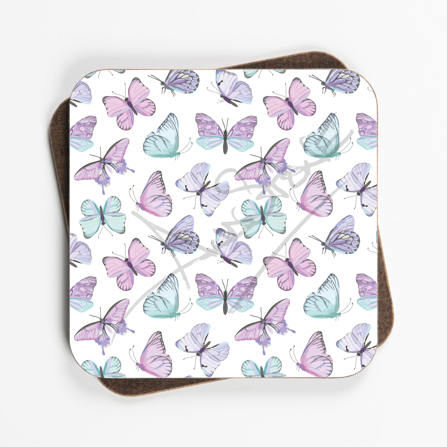 Watercolour Style Butterfly Coasters - Set Of Four - 90mm x 90mm