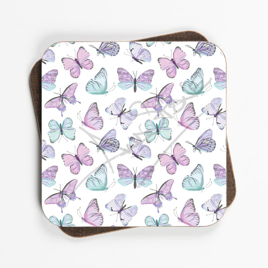 Watercolour Style Butterfly Coasters - Set Of Four - 90mm x 90mm