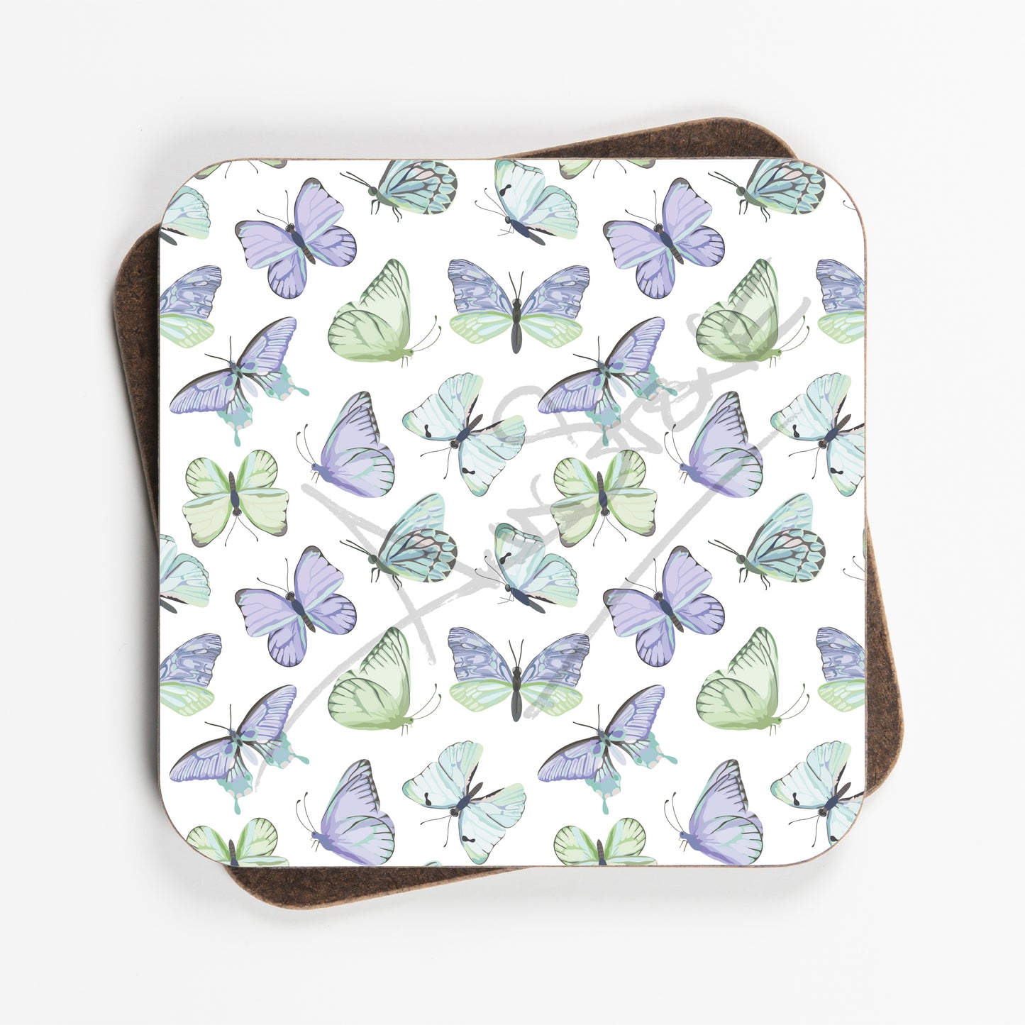 Watercolour Style Butterfly Coasters - Set Of Four - 90mm x 90mm