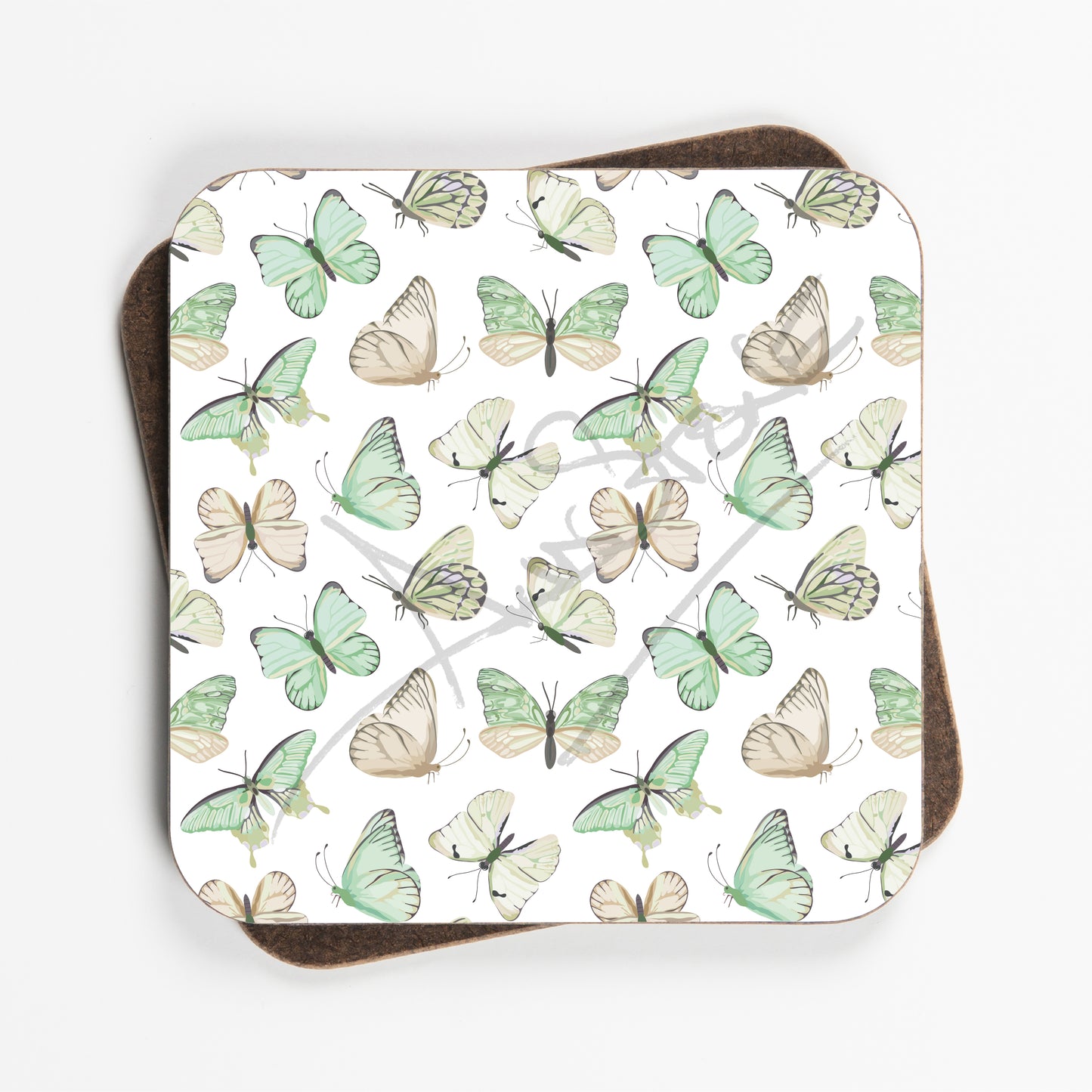 Watercolour Style Butterfly Coasters - Set Of Four - 90mm x 90mm