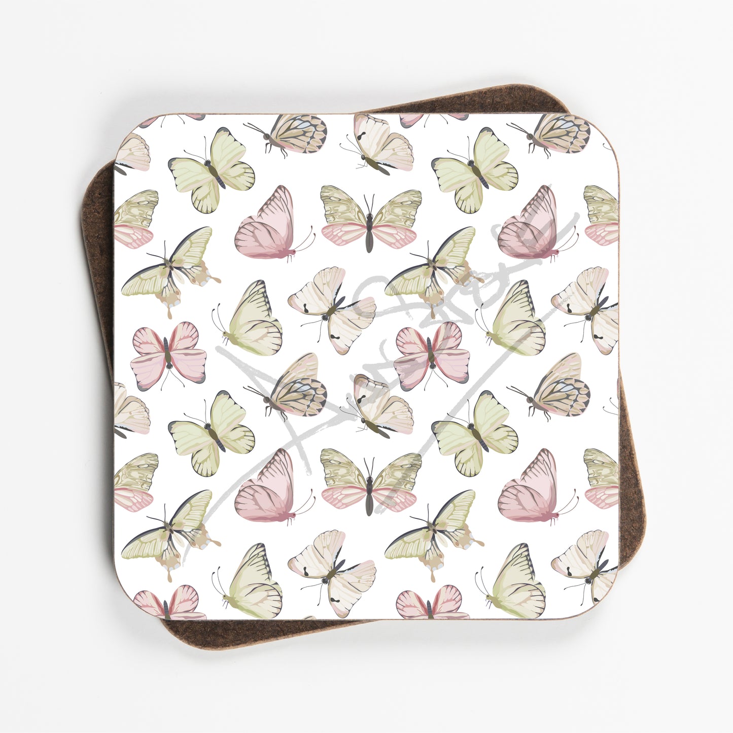 Watercolour Style Butterfly Coasters - Set Of Four - 90mm x 90mm